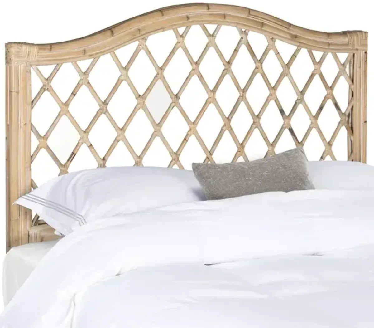 Gabrielle White Washed Wicker Headboard