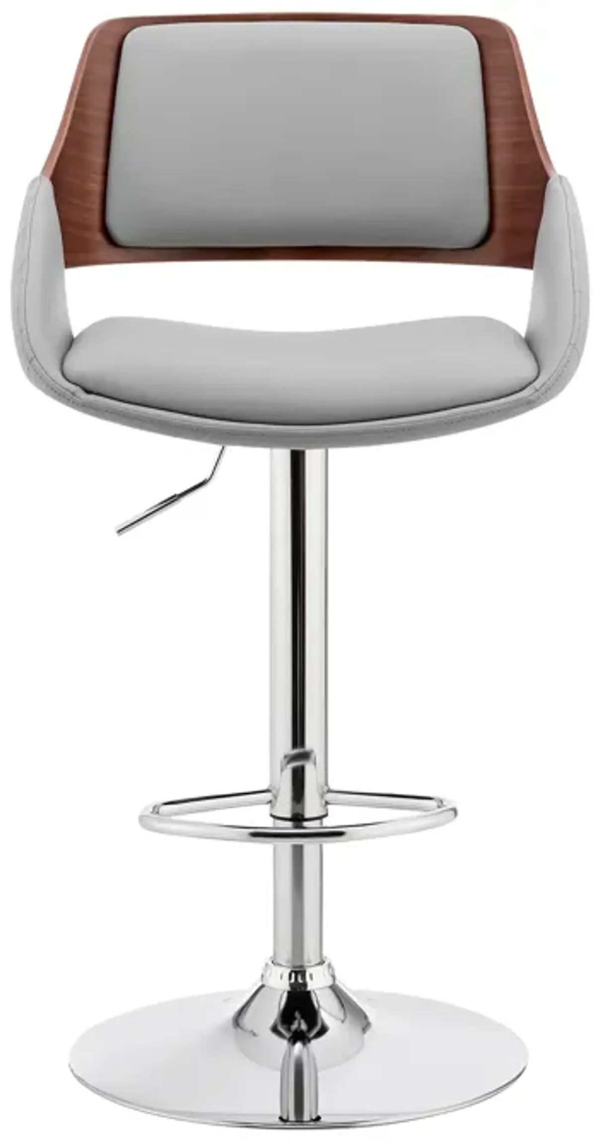 Colby Adjustable Gray Faux Leather and Chrome Finish Bar Stool