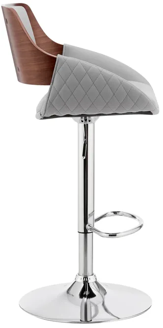 Colby Adjustable Gray Faux Leather and Chrome Finish Bar Stool