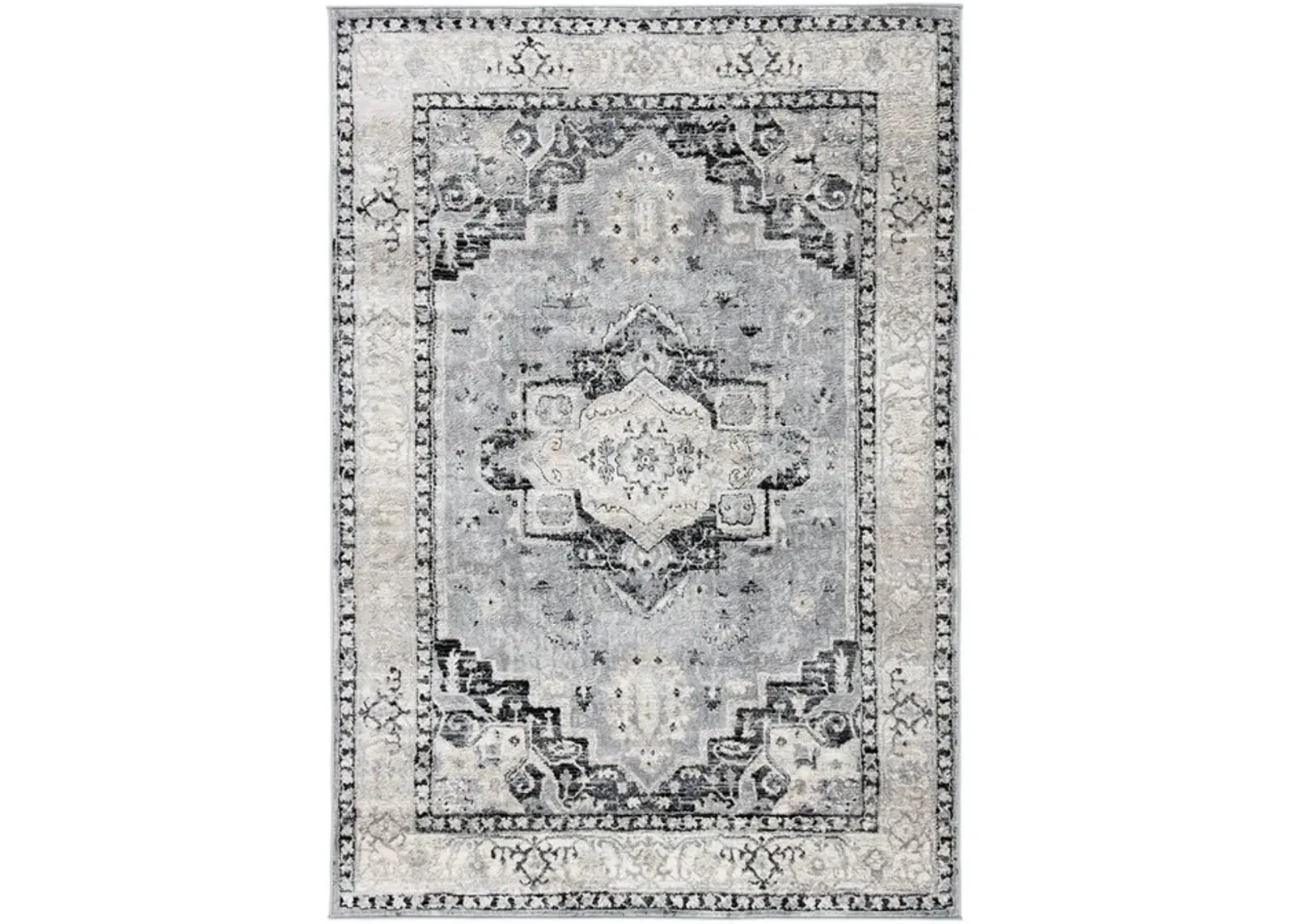 Brentwood 851 Silver / Black 5'-3" X 7'-6" Medium Rectangle Powerloomed Rug