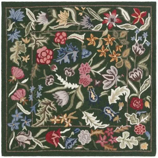 HK335 GREEN  5'-6' x 5'-6' Square Square Rug