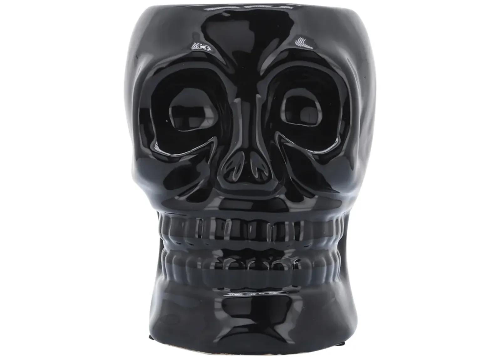 Ceramic, 6" Skull Vase, Black