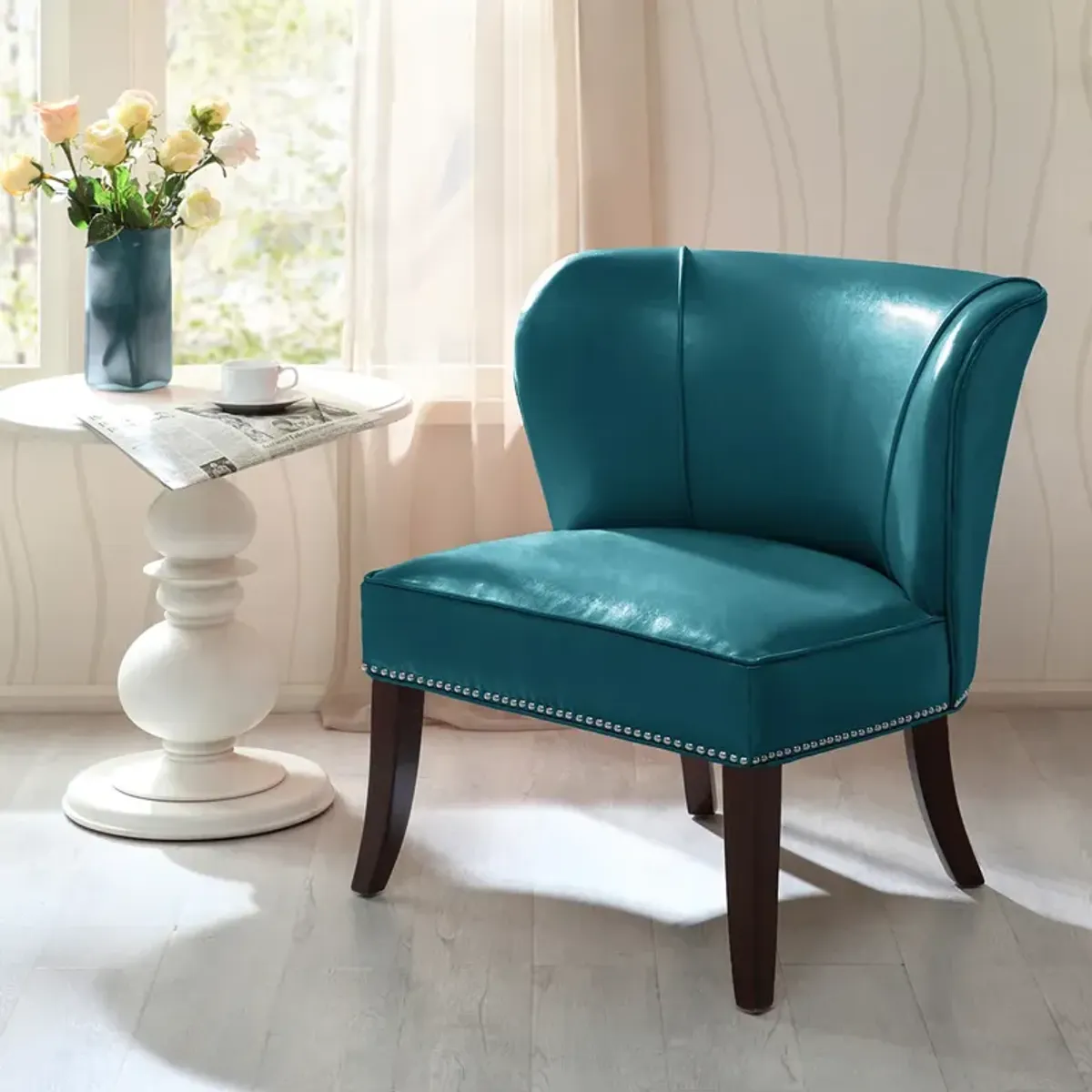 Madison Park Hilton Blue Armless Accent Chair