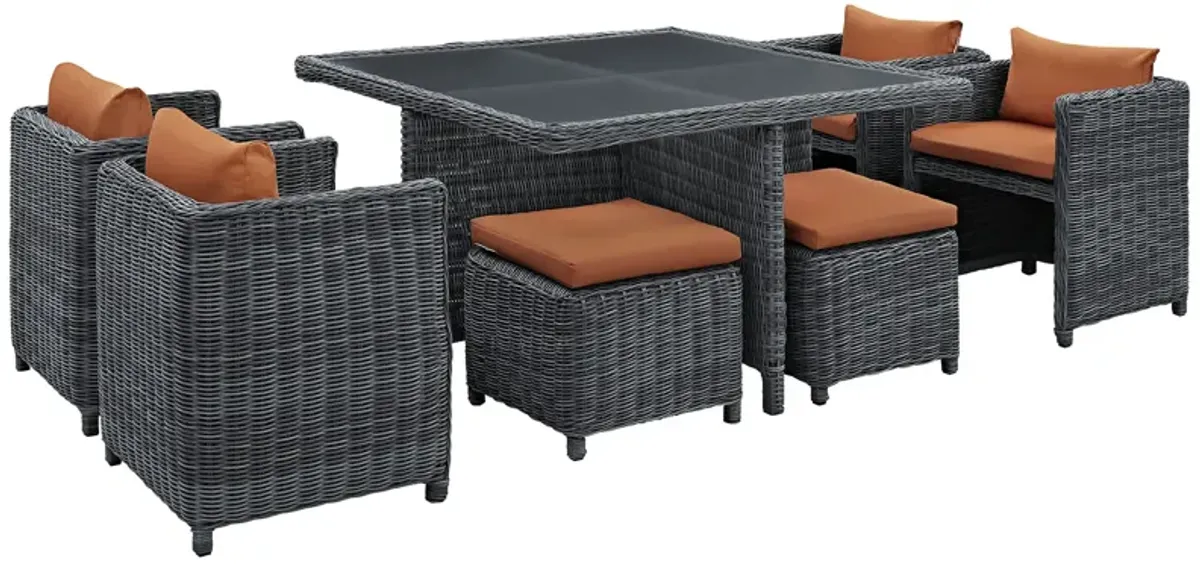 Summon 9 Piece Outdoor Patio Sunbrella® Dining Set