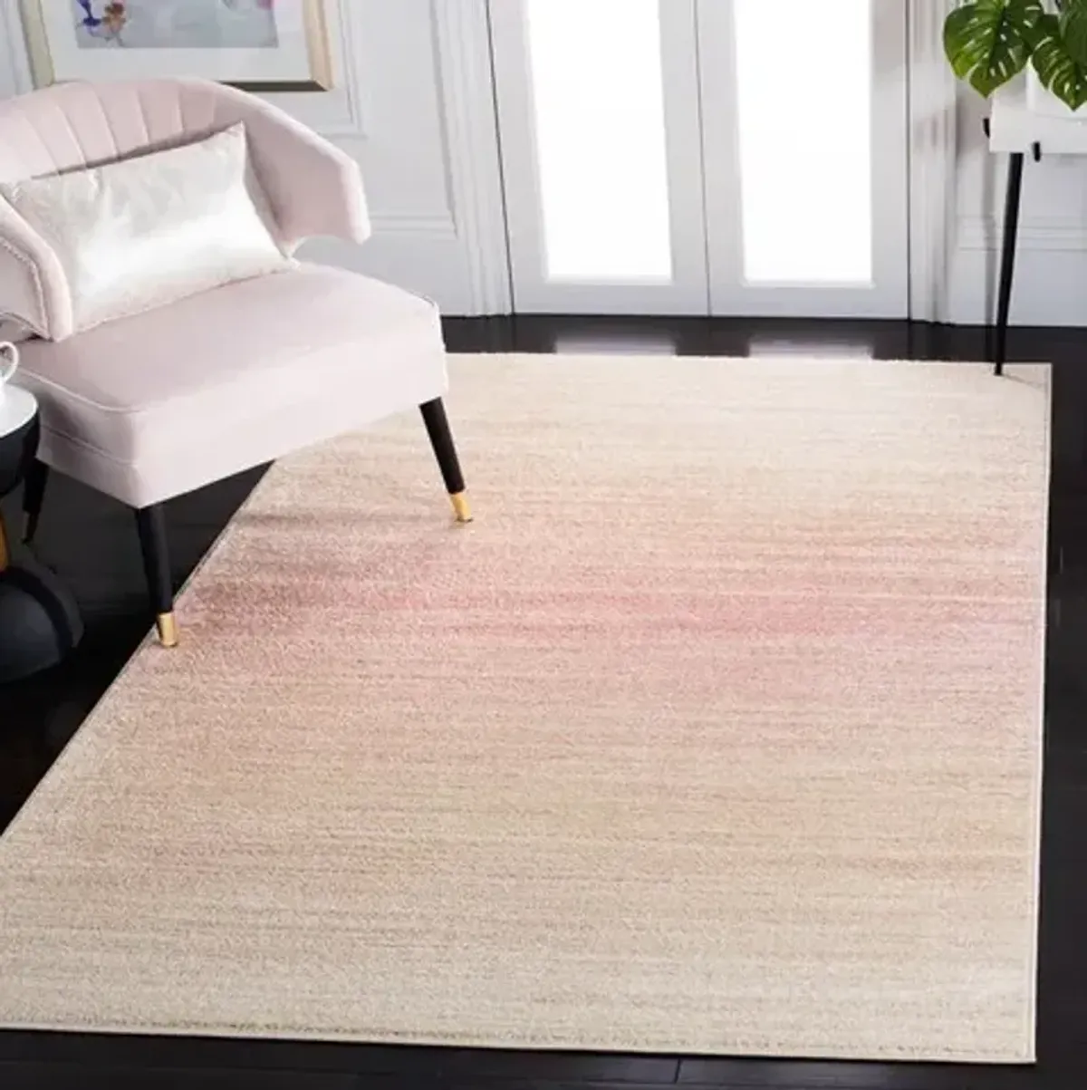 Adirondack Contemporary Pink / Ivory 2'-6" X 10' Powerloomed Rug