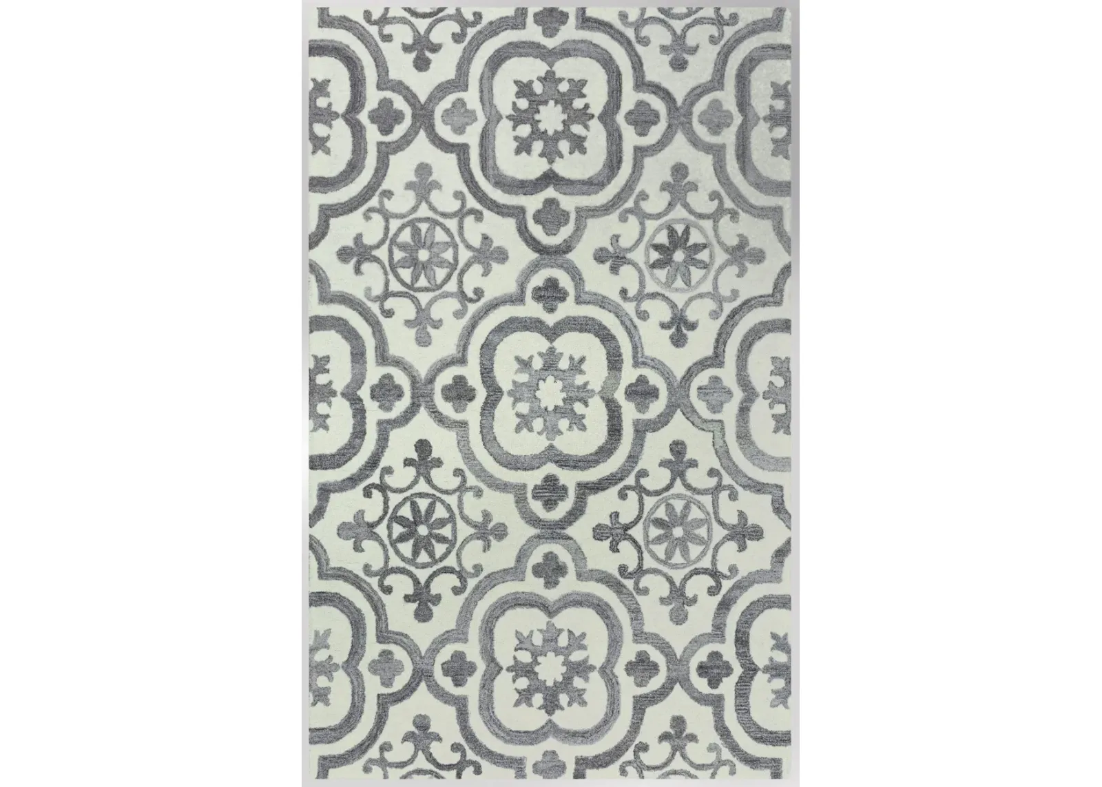 Matrix Gray Scroll Wool/Recycled Polyester 7'6" x 9'6" Rectangle Rug