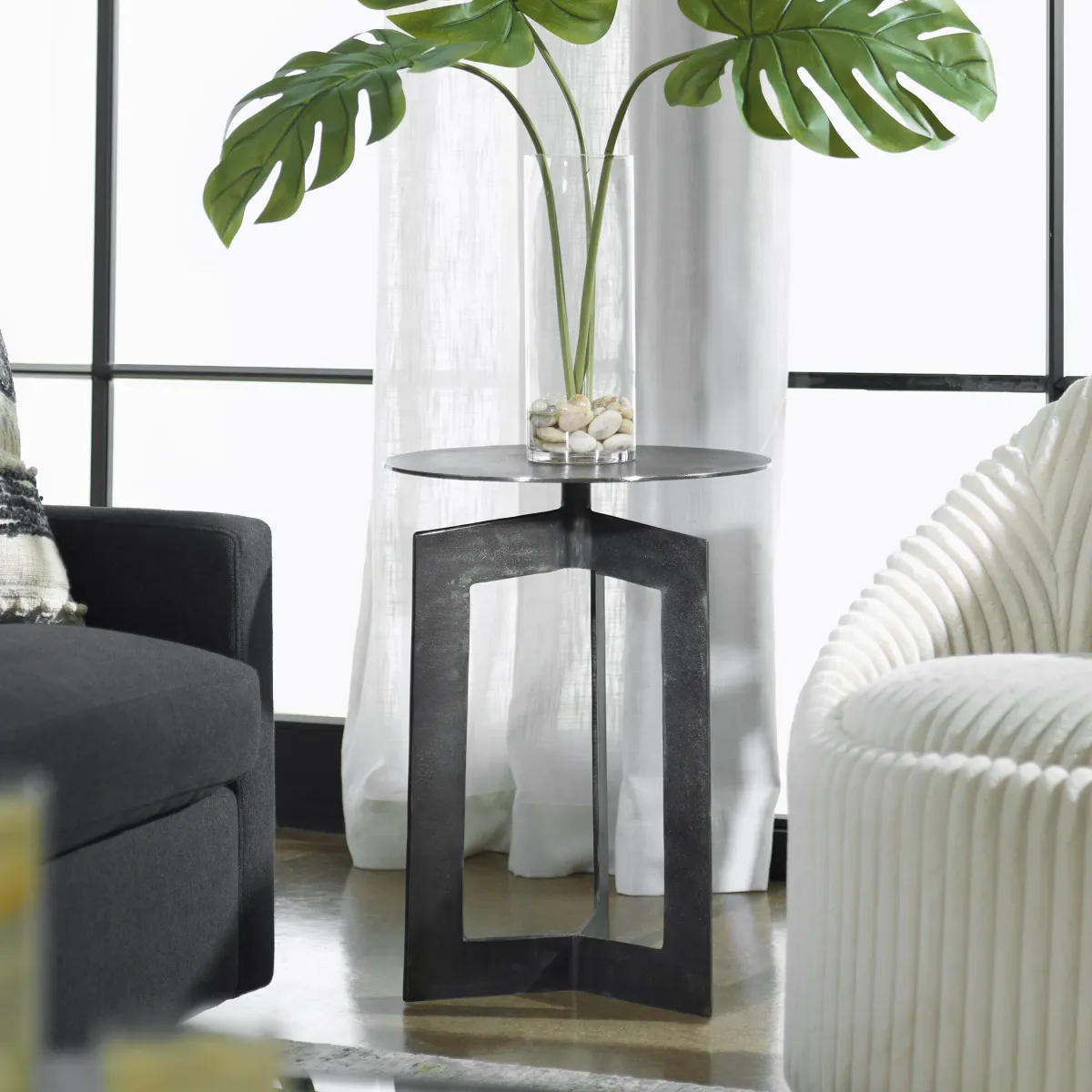 Deltoid Gunmetal Accent Table