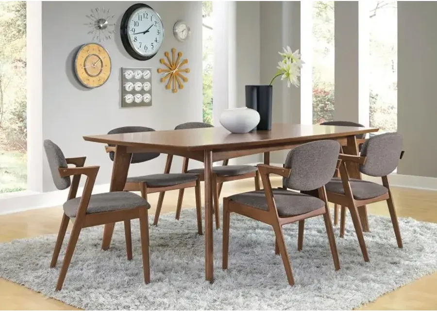 Malone 7-piece Rectangular Dining Set Dark Walnut and Grey