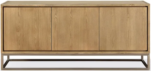 One Modern Coastal Metal Base Sideboard in White Oak and Brushed Stainless Steel