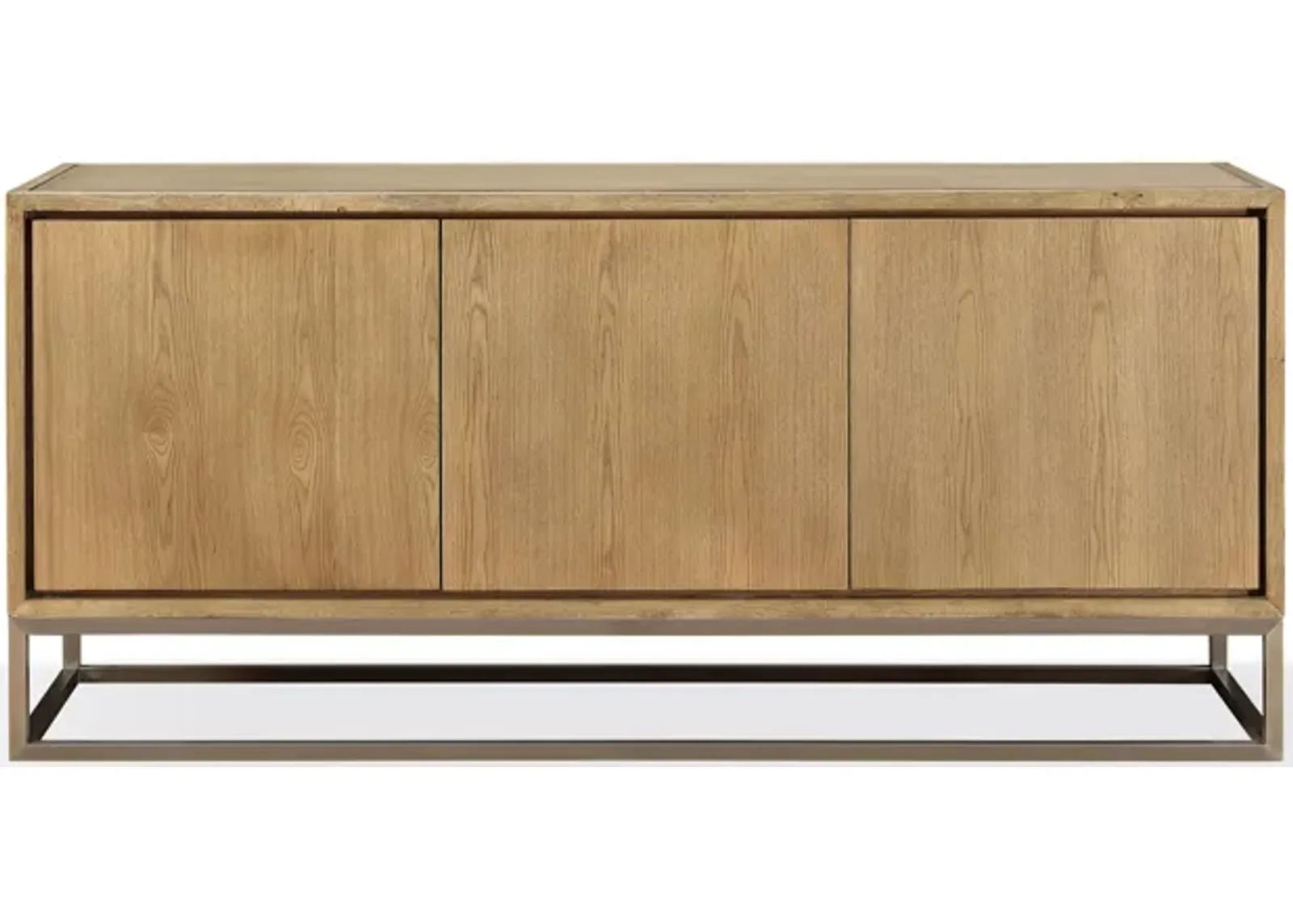 One Modern Coastal Metal Base Sideboard in White Oak and Brushed Stainless Steel