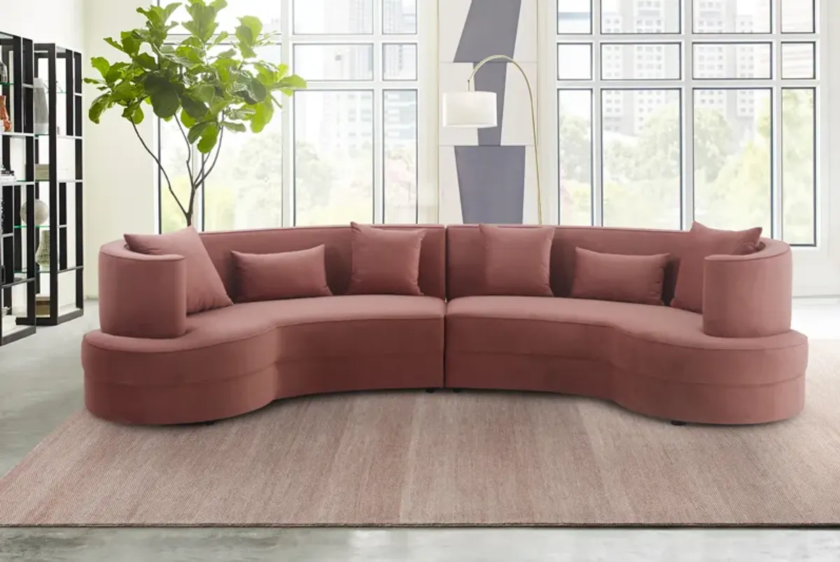 Majestic Blush Fabric Upholstered Sectional Sofa