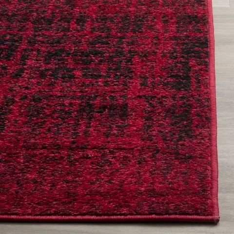 Adirondack Contemporary Red / Black 2'-6" X 16' Powerloomed Rug