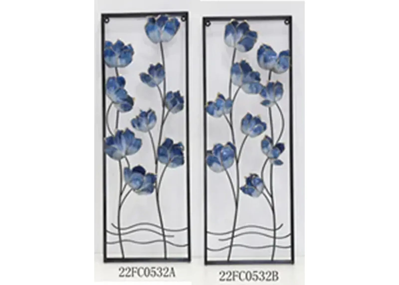 S/2 32" Blooming Flowers Metal Wall Panels, Blue/b