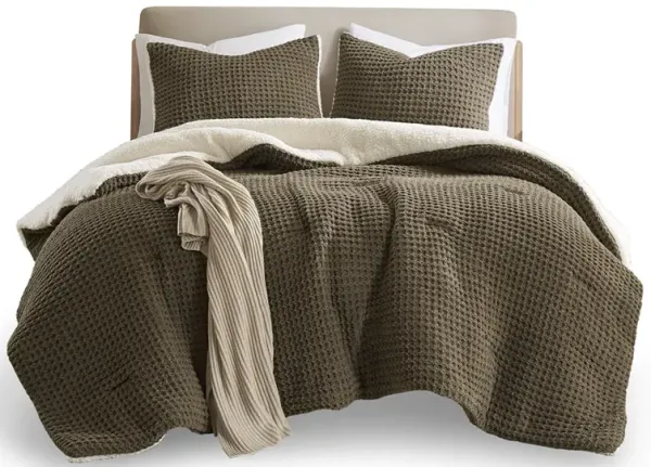 Waffle Knit Chenille Comforter Set