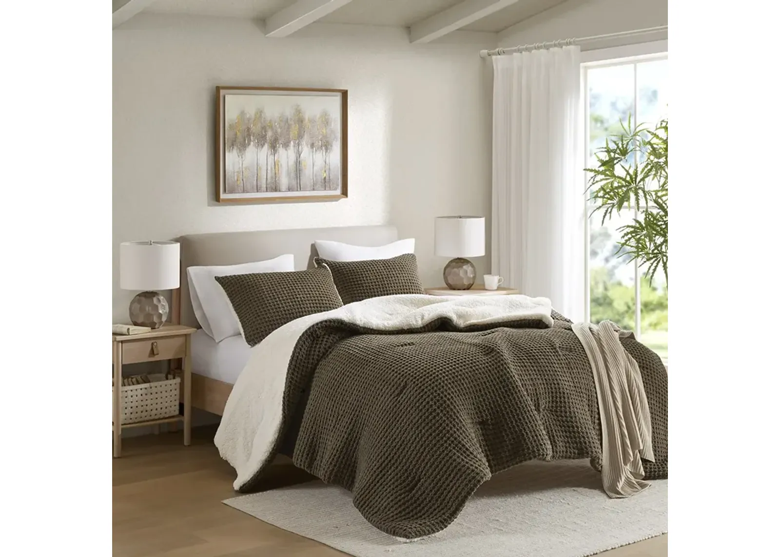 Waffle Knit Chenille Comforter Set