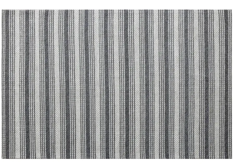 Bigen Dan Dark Gray/Ivory Transitional Striped Organic Wool Indoor Area Rug, 9' x 12'