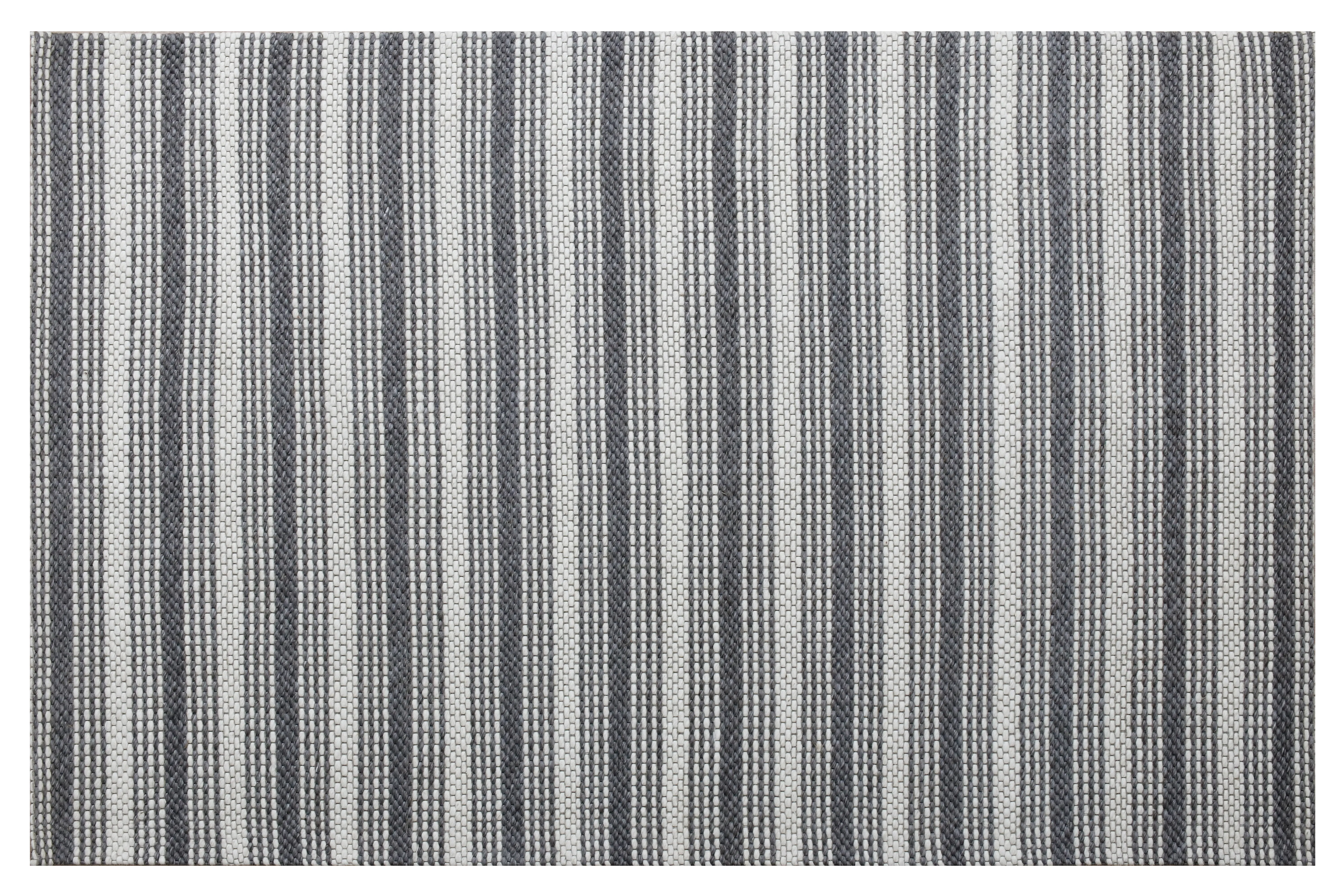 Bigen Dan Dark Gray/Ivory Transitional Striped Organic Wool Indoor Area Rug, 9' x 12'