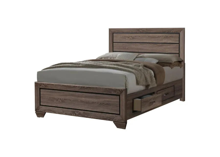 Kauffman Queen Storage Bed Washed Taupe