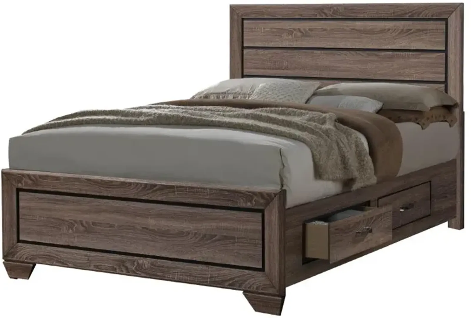 Kauffman Queen Storage Bed Washed Taupe