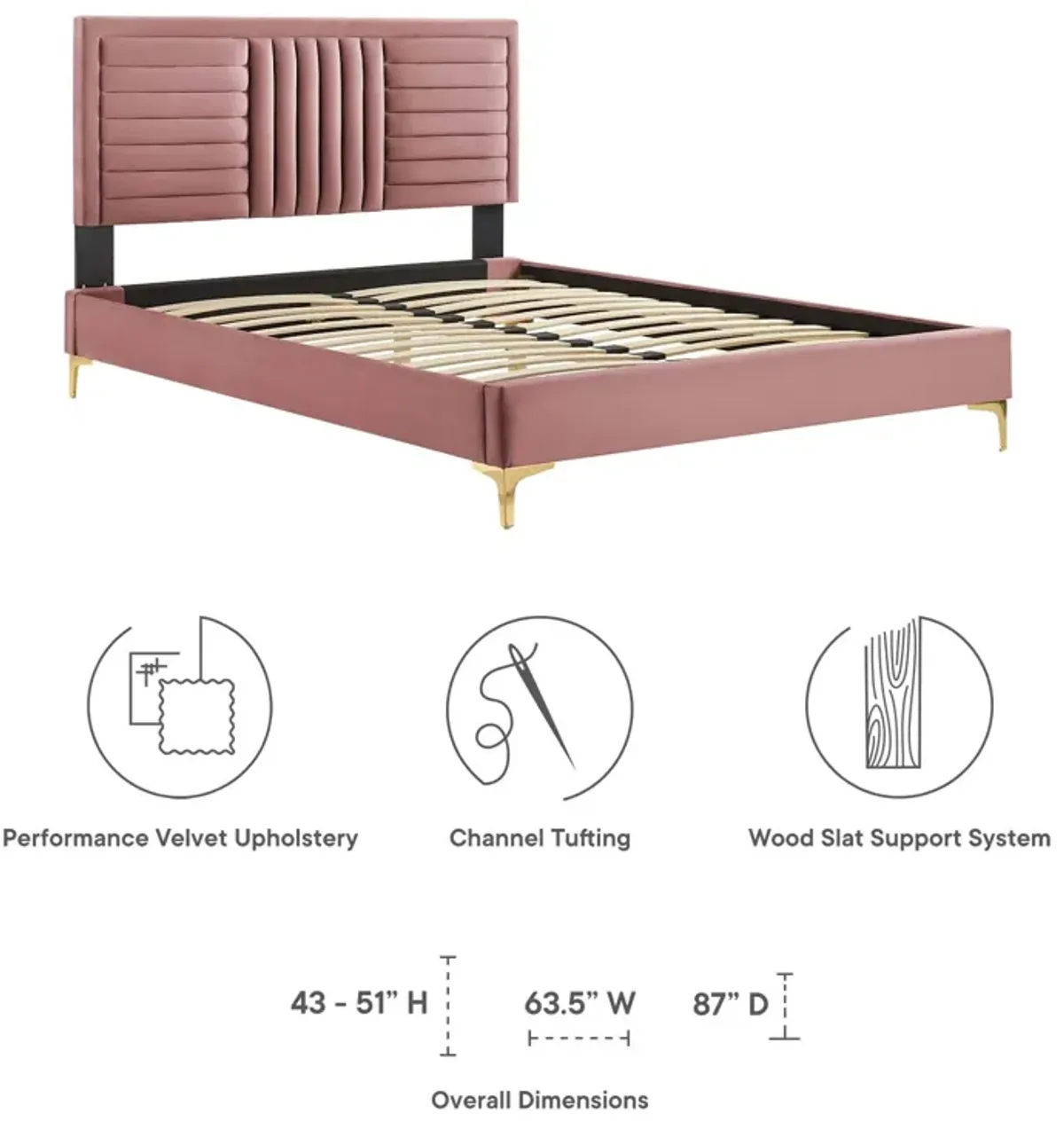 Sofia Channel Tufted Performance Velvet King Platform Bed