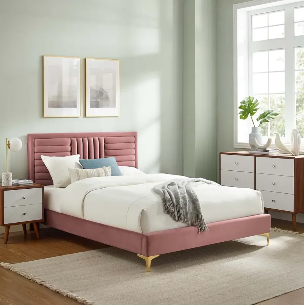 Sofia Channel Tufted Performance Velvet King Platform Bed