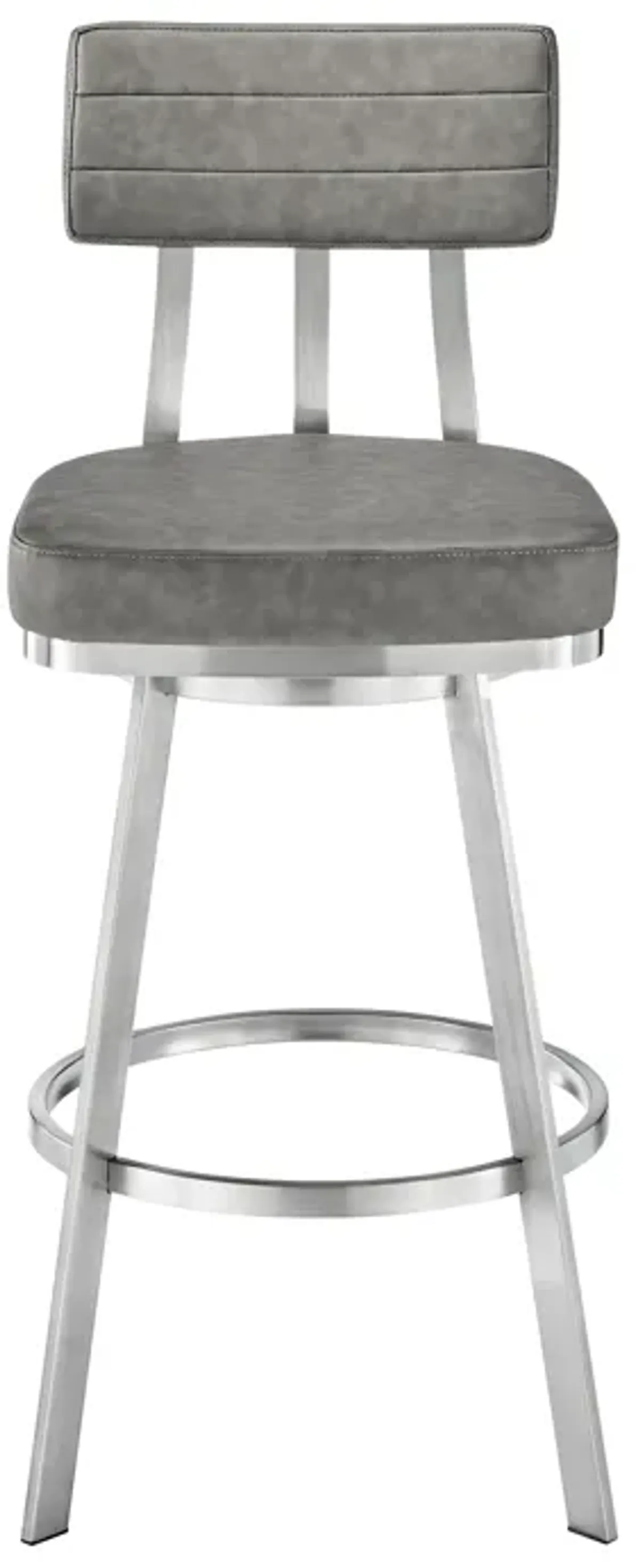 Benjamin 30" Swivel Bar Stool in Brushed Stainless Steel with Gray Faux Leather