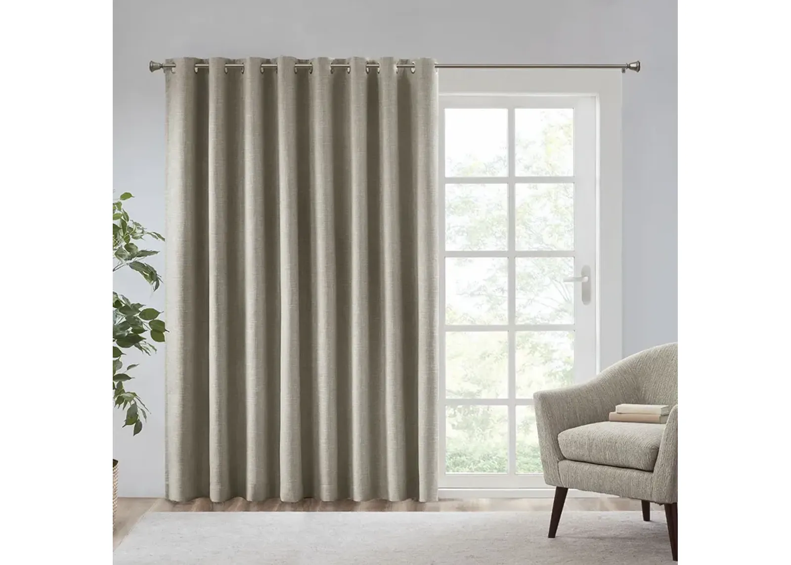 SunSmart Maya Taupe Printed Heathered Total Blackout Window Patio Panel