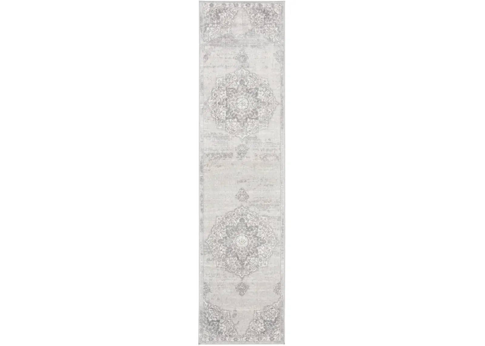 Brentwood 802 Grey / Ivory 2' X 12' Runner Powerloomed Rug