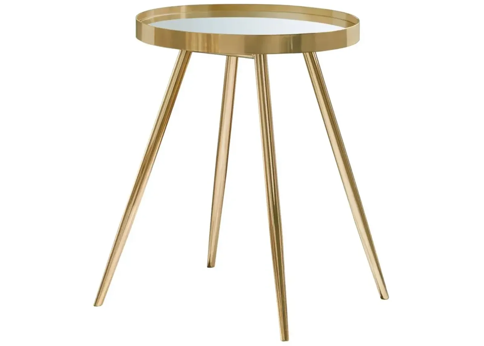 Kaelyn Round Mirror Top End Table Gold