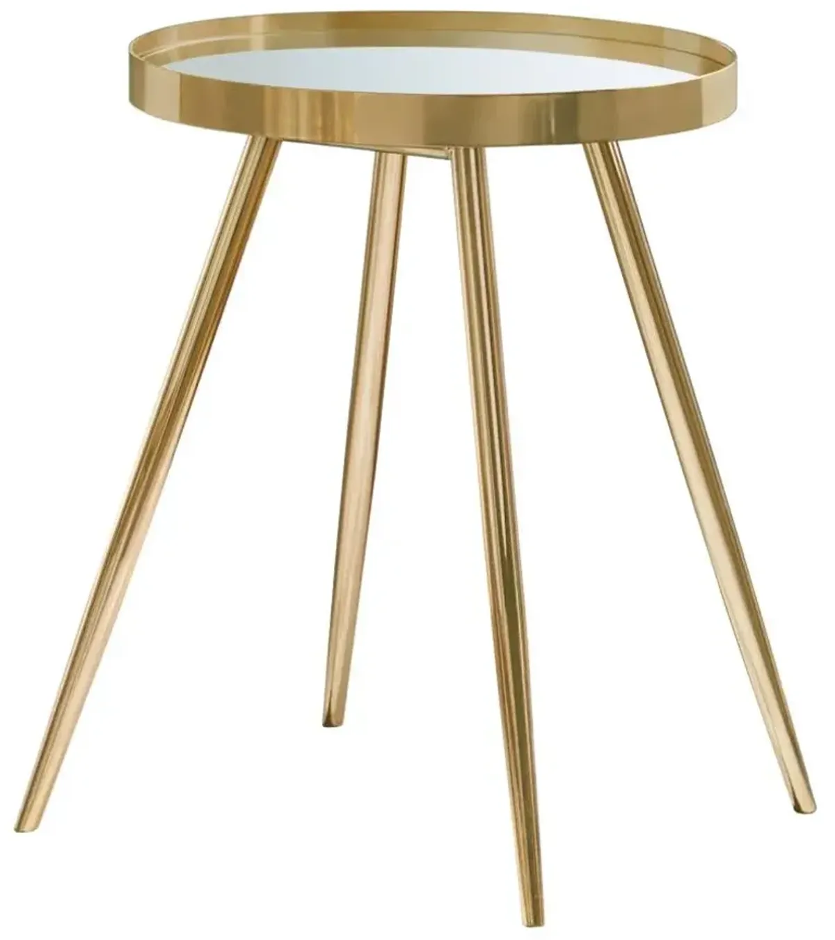 Kaelyn Round Mirror Top End Table Gold