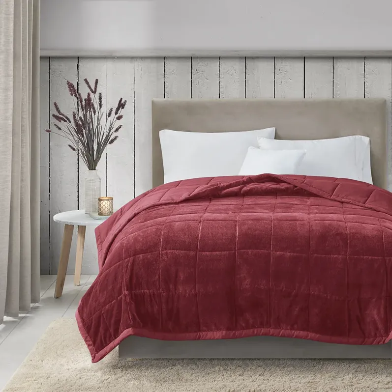 Madison Park Coleman Burgundy Reversible HeiQ Smart Temperature Down Alternative Blanket