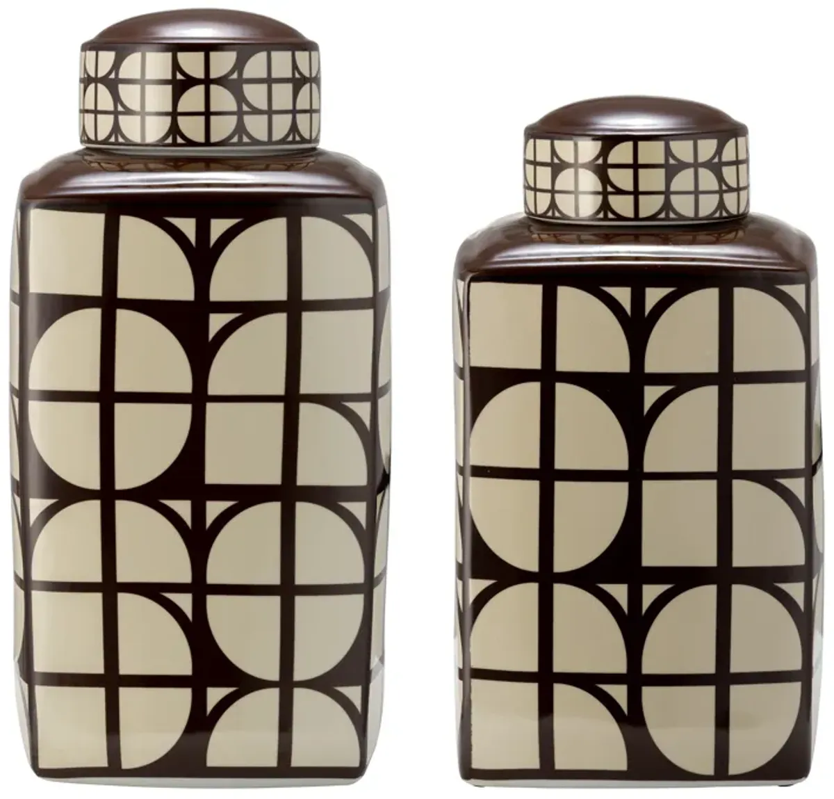 Cer, 16"h Square Jar W/ Lid, Java/cotton