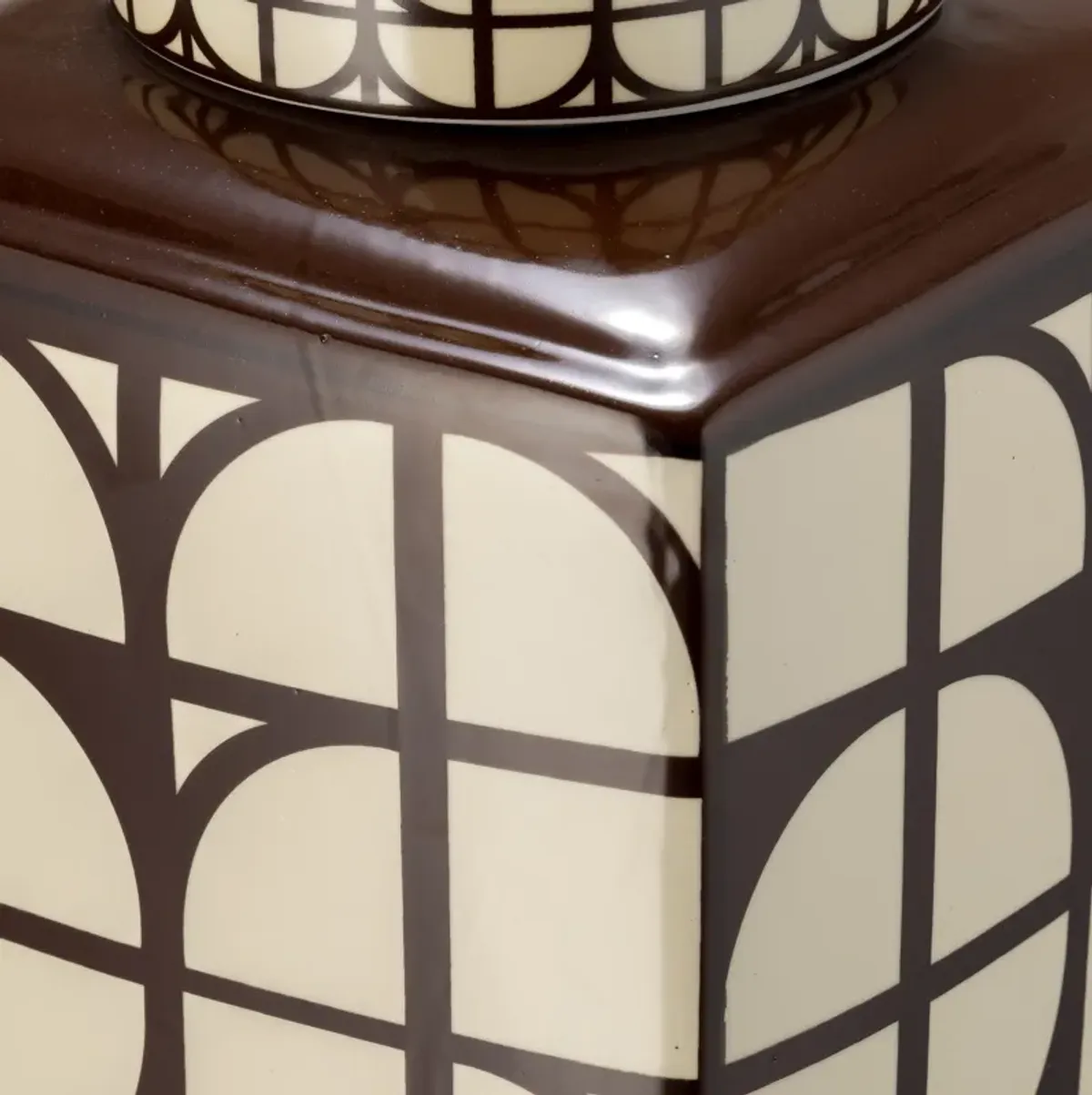 Cer, 16"h Square Jar W/ Lid, Java/cotton