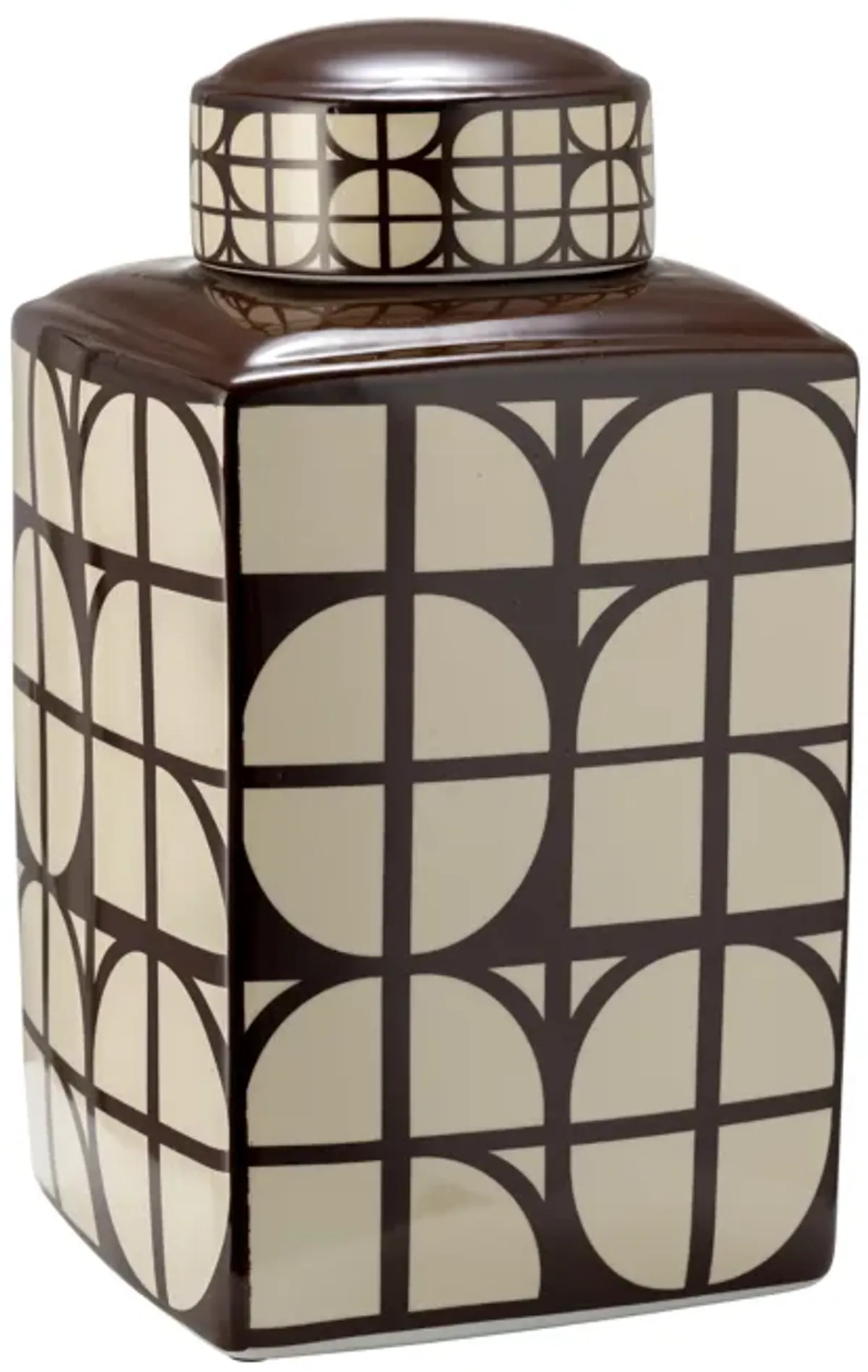 Cer, 16"h Square Jar W/ Lid, Java/cotton