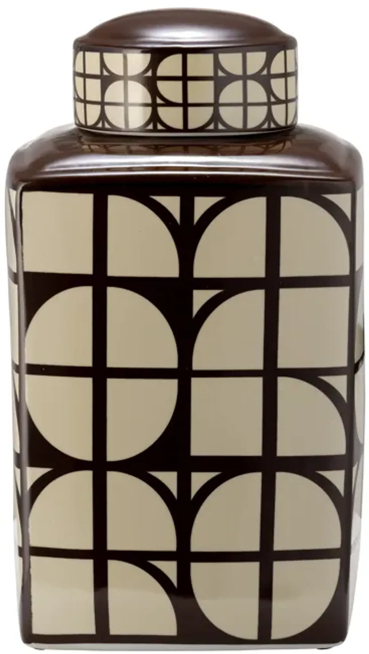 Cer, 16"h Square Jar W/ Lid, Java/cotton