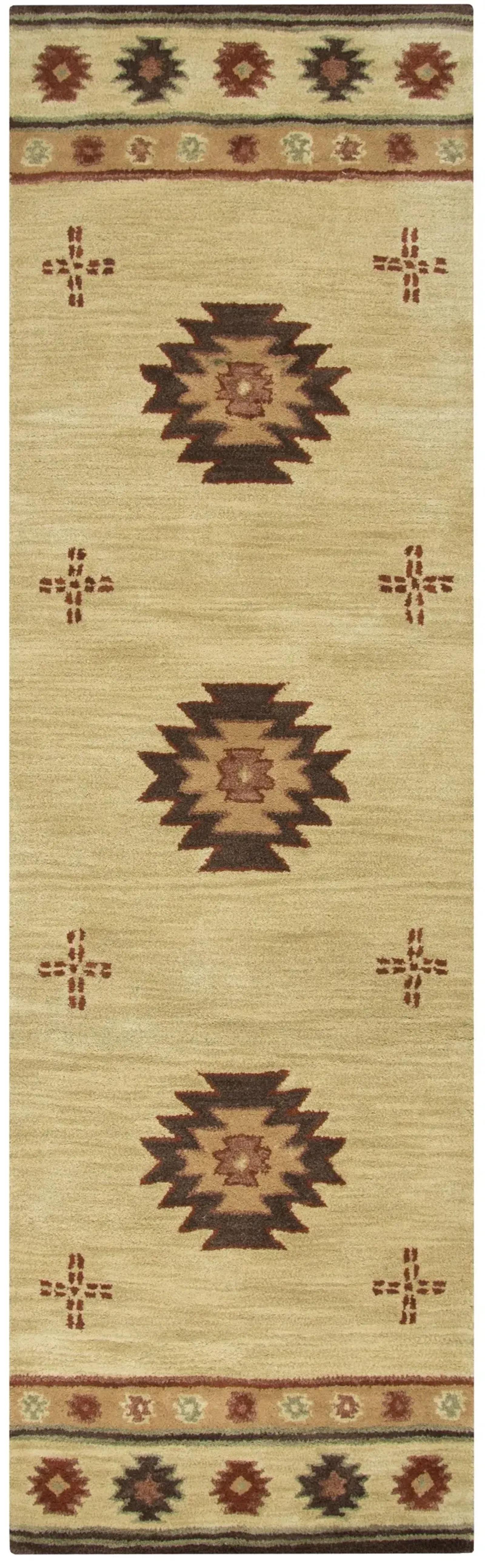 Southwest Beige Southwest/Tribal Wool 2'6" x 8' Runner Rug