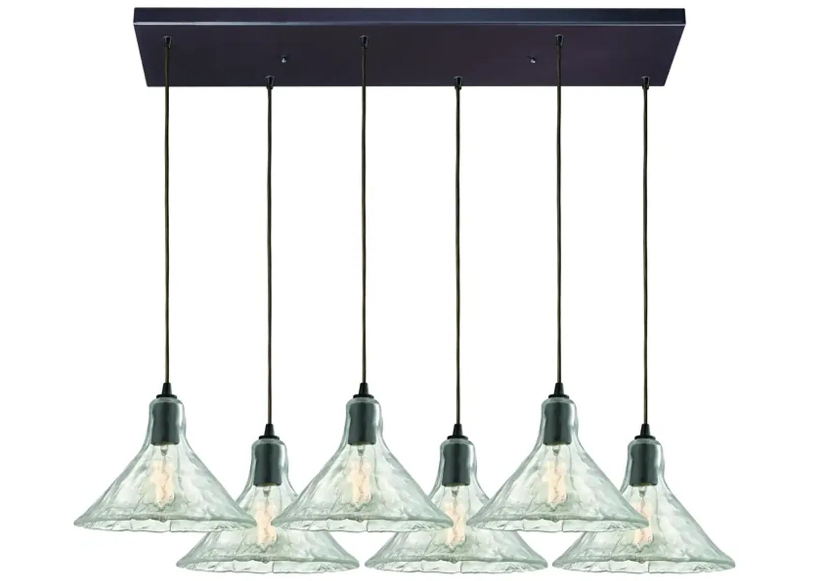 Hand Formed Glass 30" Wide 6-Light Mini Pendant - Oil Rubbed Bronze