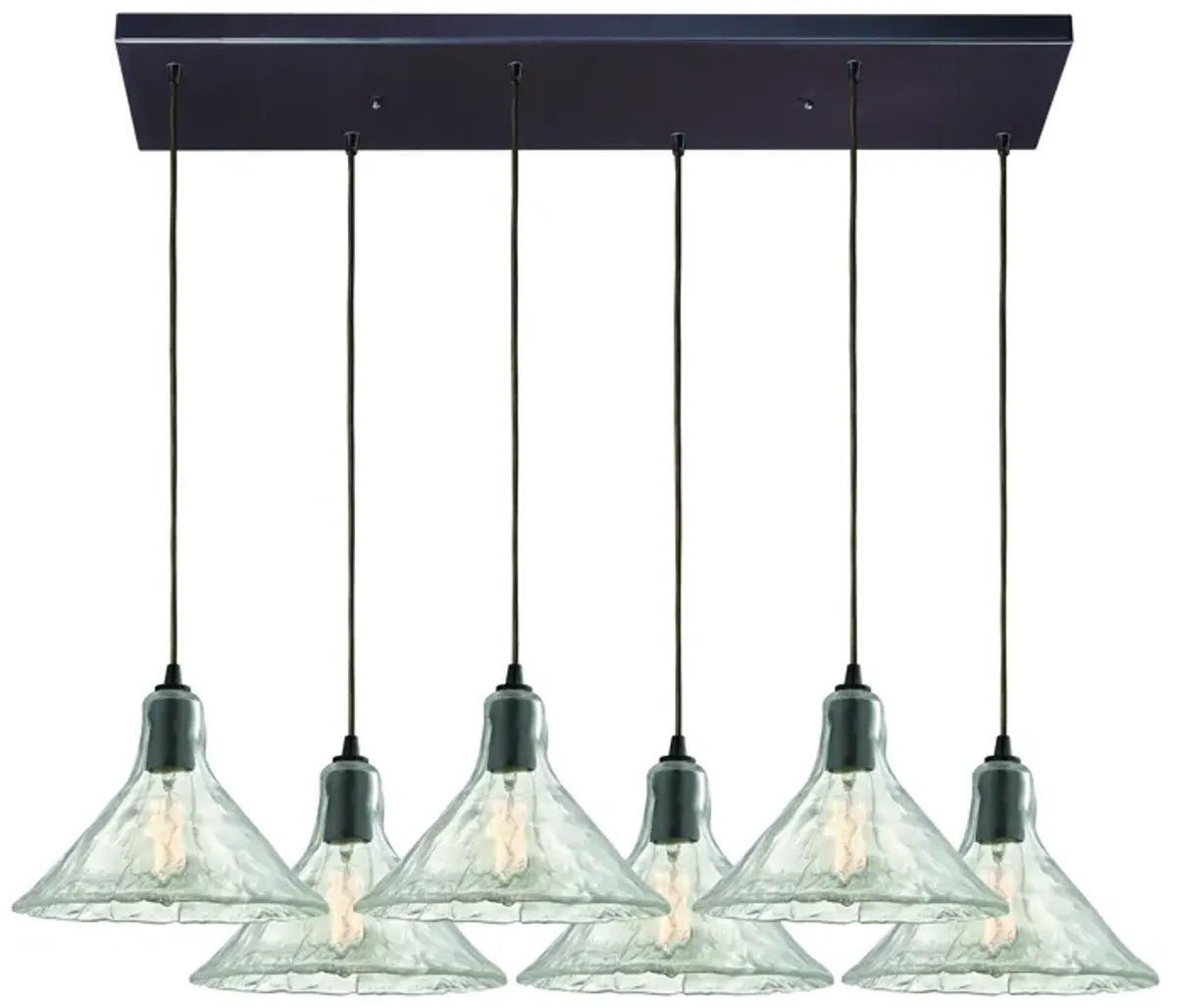 Hand Formed Glass 30" Wide 6-Light Mini Pendant - Oil Rubbed Bronze