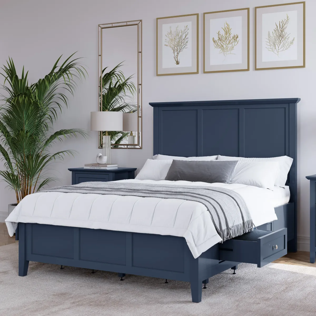 Grace Four Drawer King-size Platform Storage Bed in  Blueberry