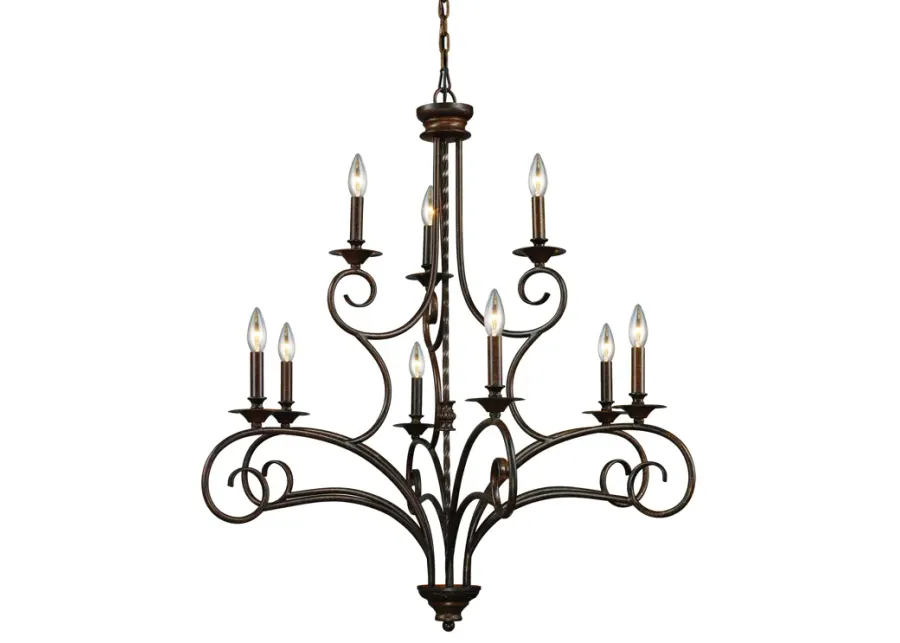 Gloucester 35.5" Wide 9-Light Chandelier - Weathered Bronze