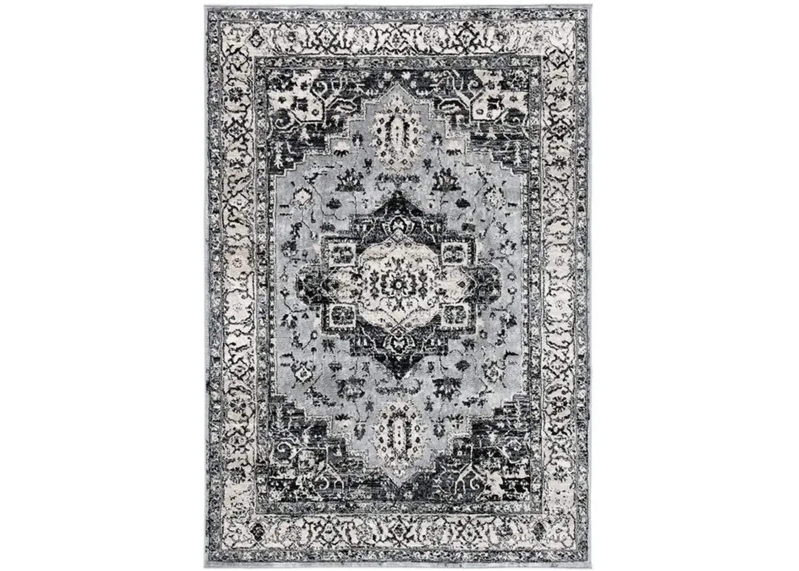 Brentwood 851 Grey / Black 3' X 5' Small Rectangle Powerloomed Rug