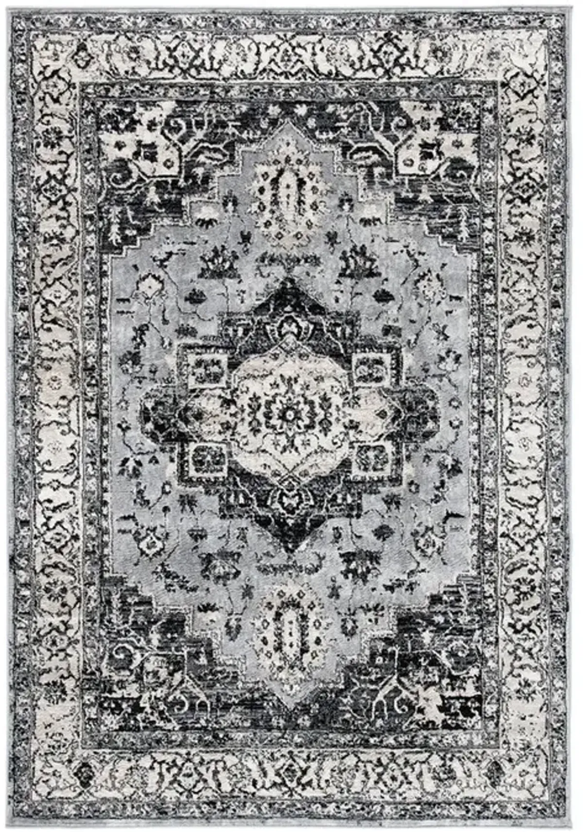 Brentwood 851 Grey / Black 3' X 5' Small Rectangle Powerloomed Rug