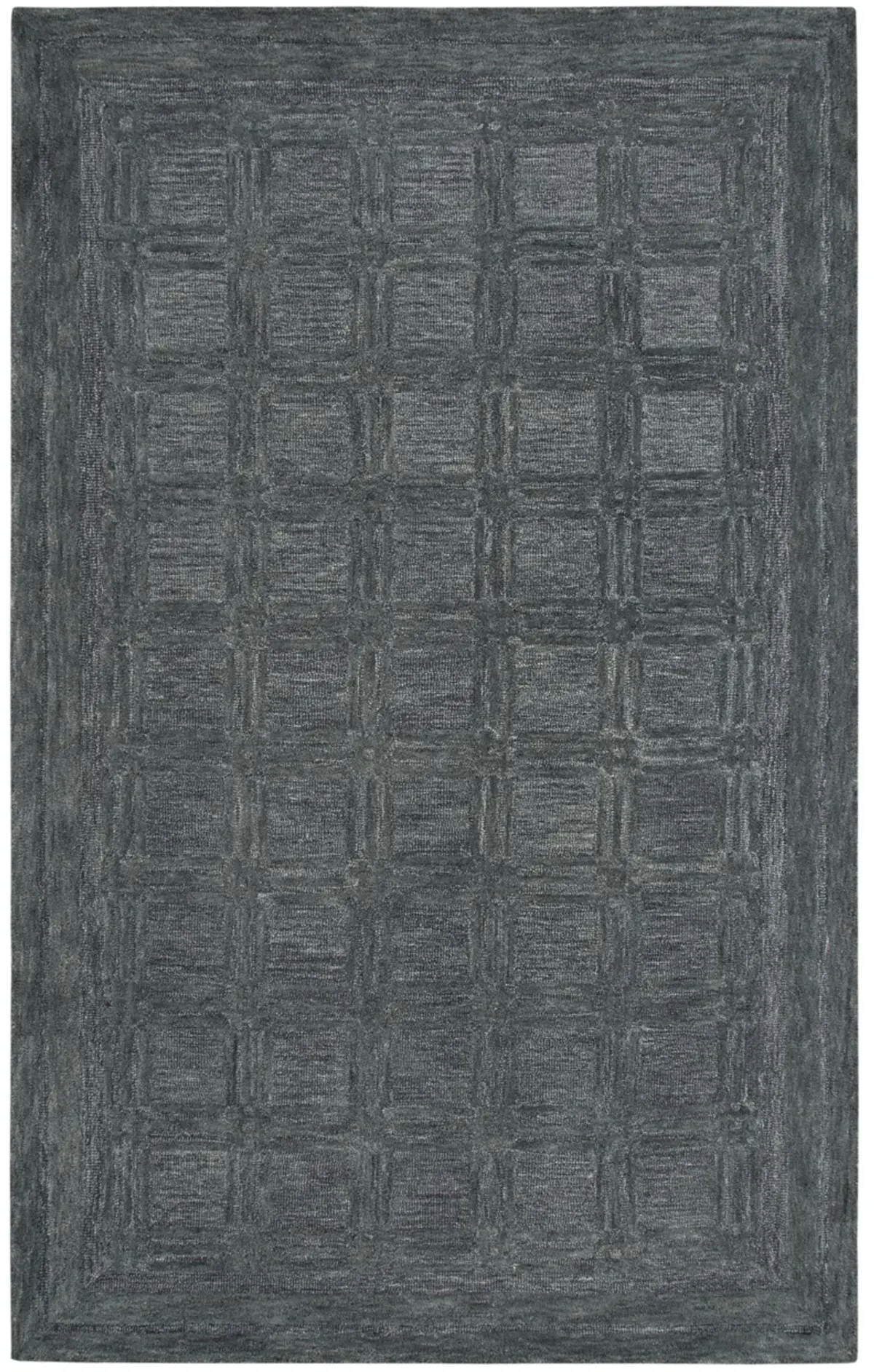 Fifth Avenue Dark Gray Squares Wool 9'x12' Rectangle Rug