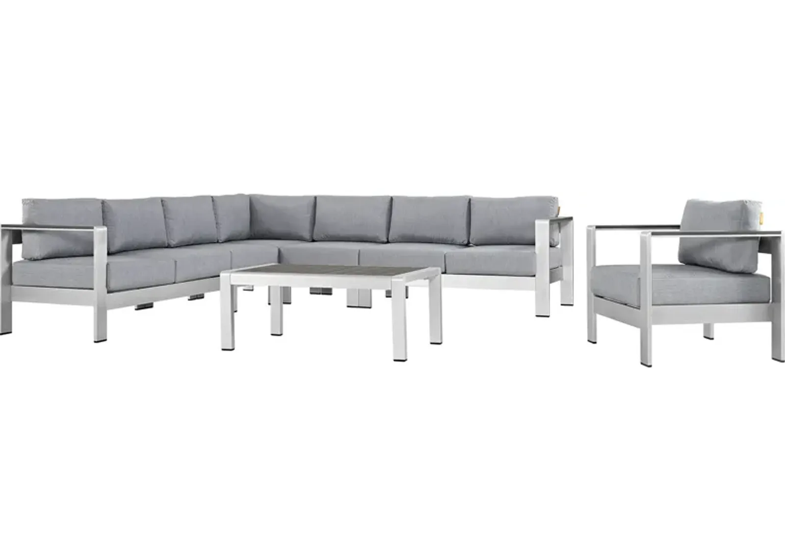 Shore 7 Piece Outdoor Patio Aluminum Sectional Sofa Set