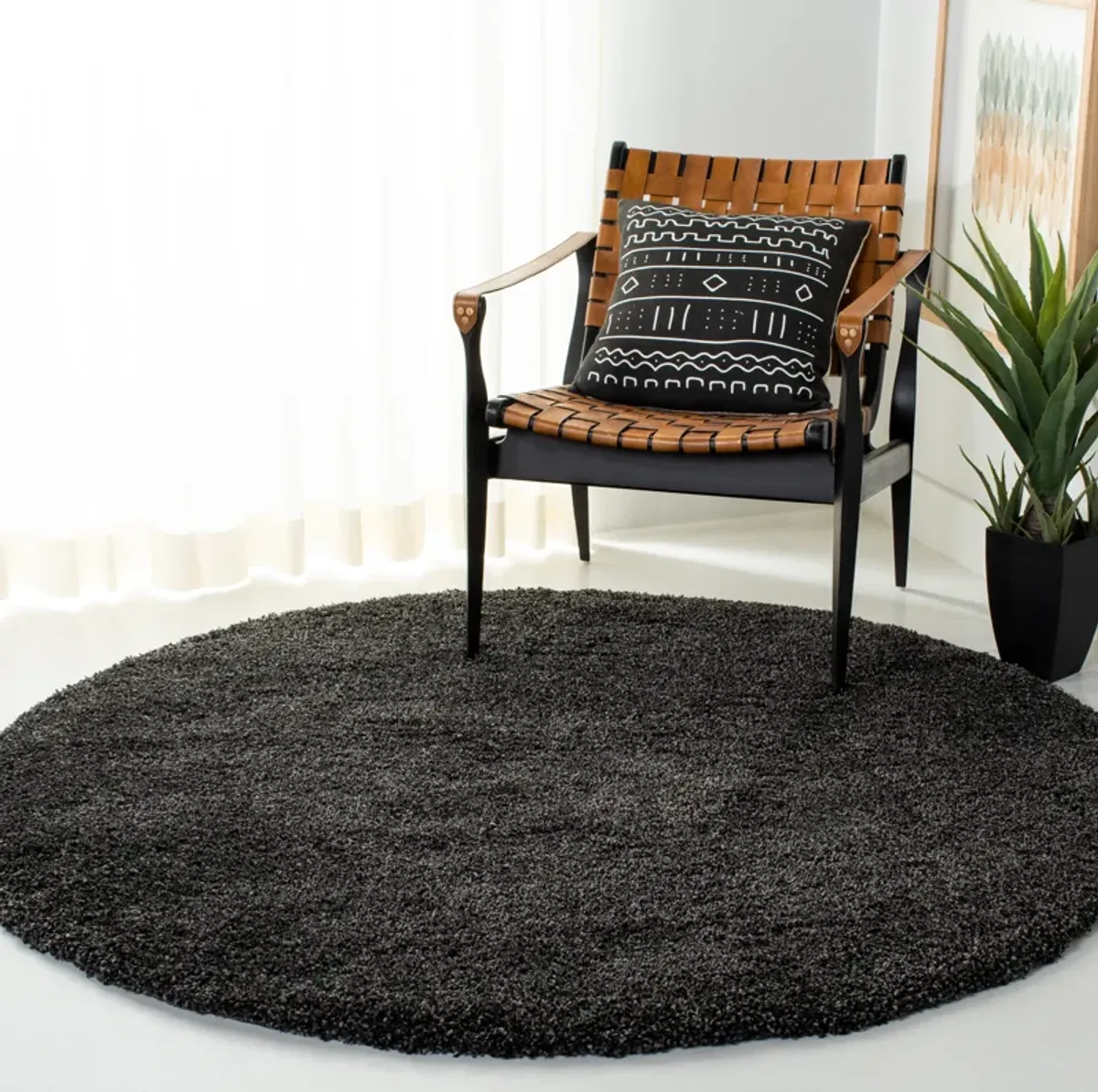 MILAN SHAG Round Power Loomed 3' x 3'Round Rug