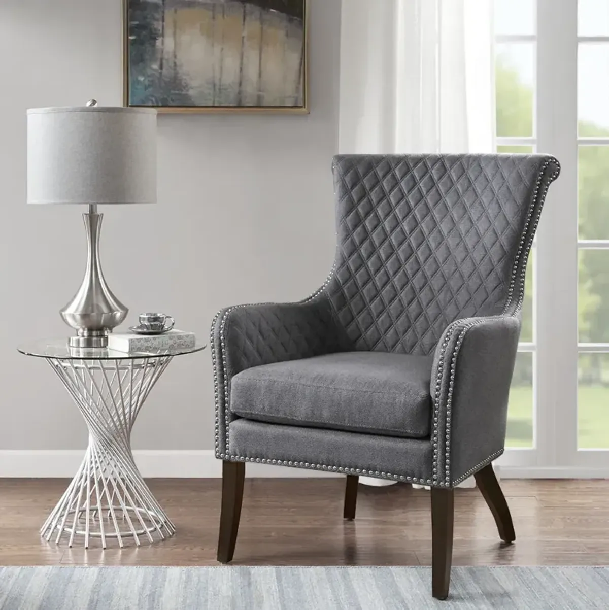 Madison Park Heston Grey Accent Chair