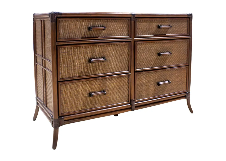 Palm Cove 6-Drawer Dresser with Glass