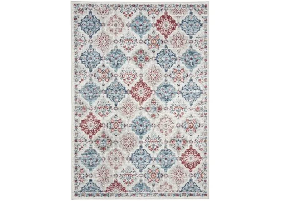 Brentwood 815 Cream / Blue 8' X 10' Large Rectangle Powerloomed Rug