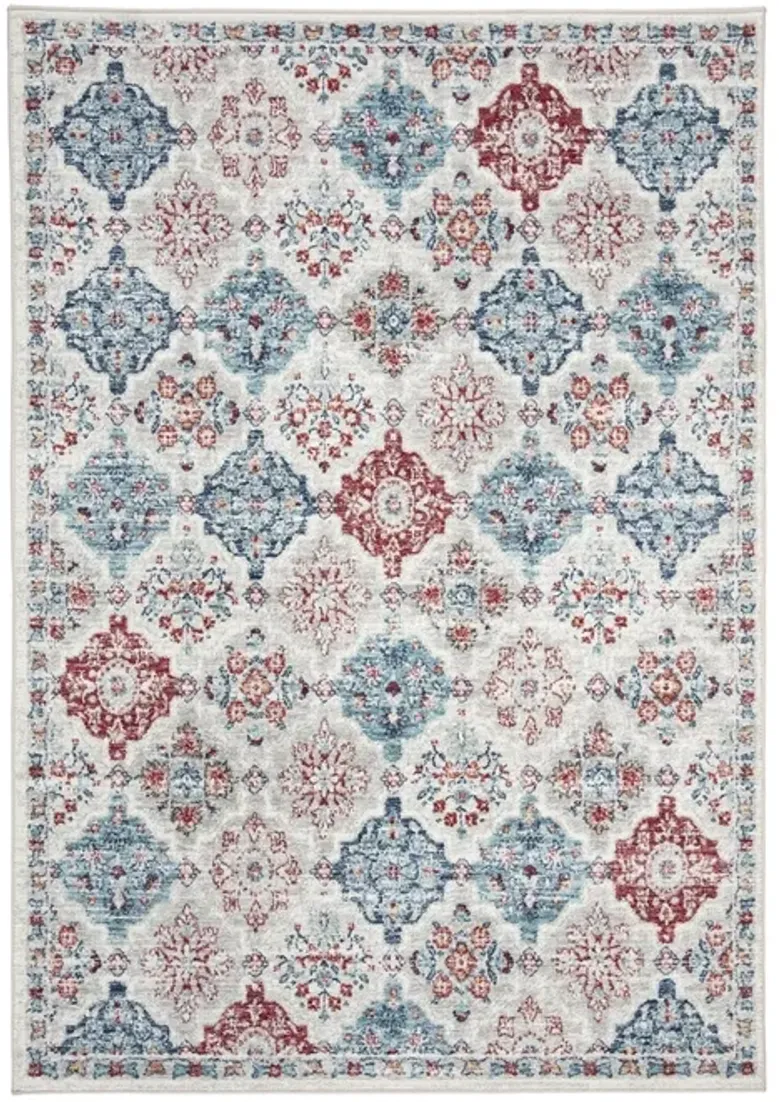 Brentwood 815 Cream / Blue 8' X 10' Large Rectangle Powerloomed Rug