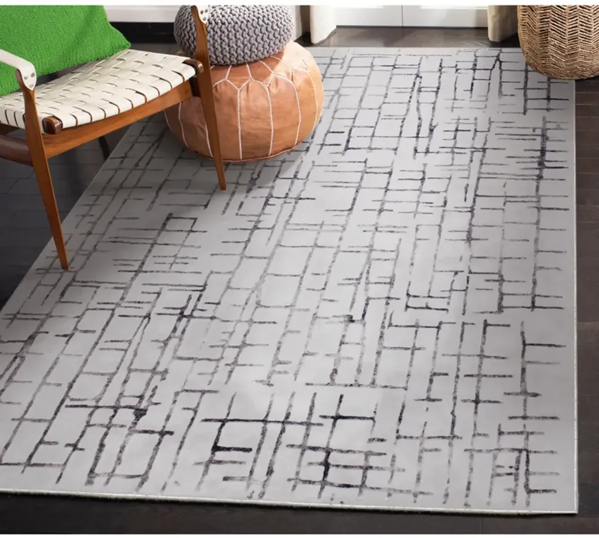 ARIELLA Grey/Blue Rectangle 5'3" x 7'3" ft  Rug